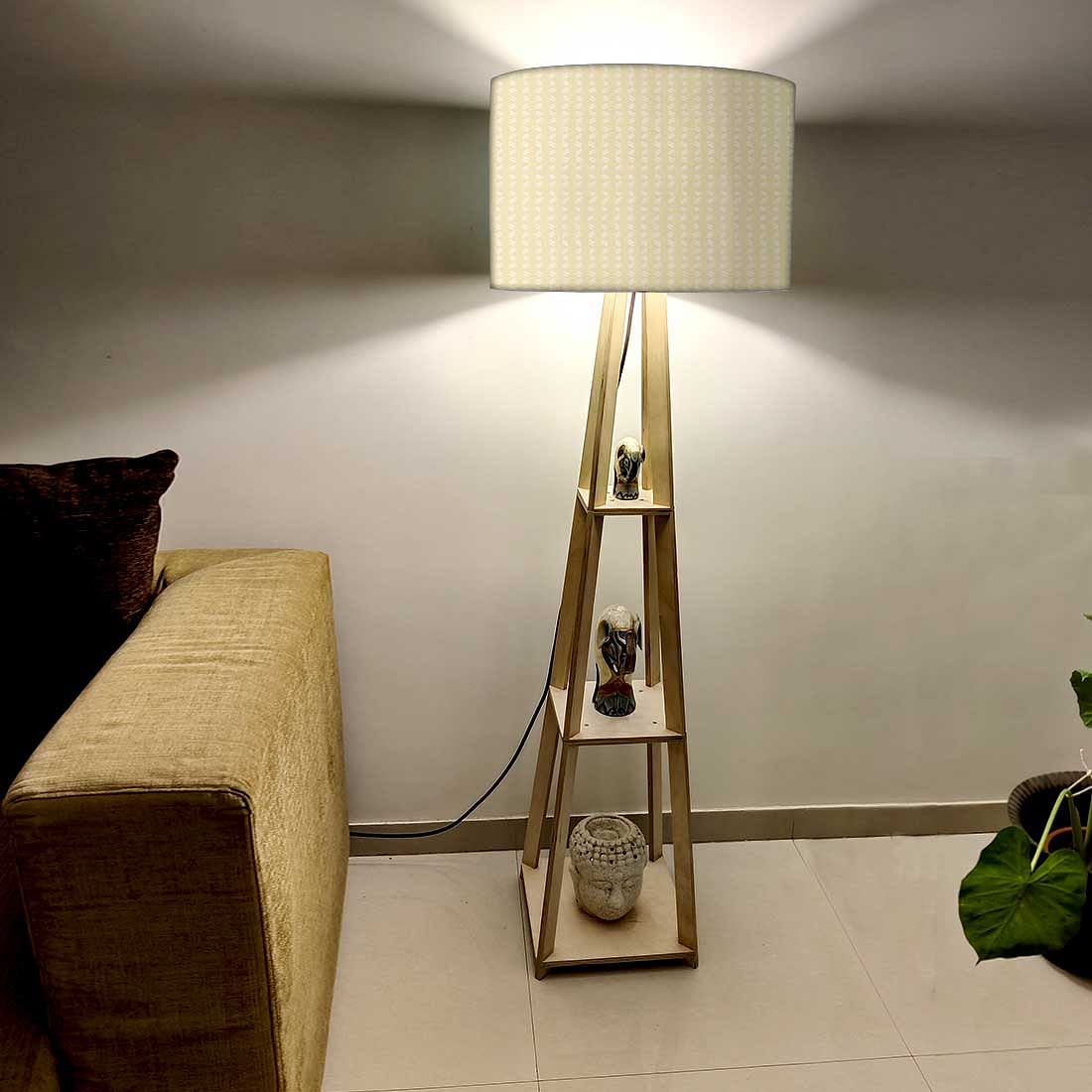 Wooden Floor Lamp  -   Yellow Lines Nutcase