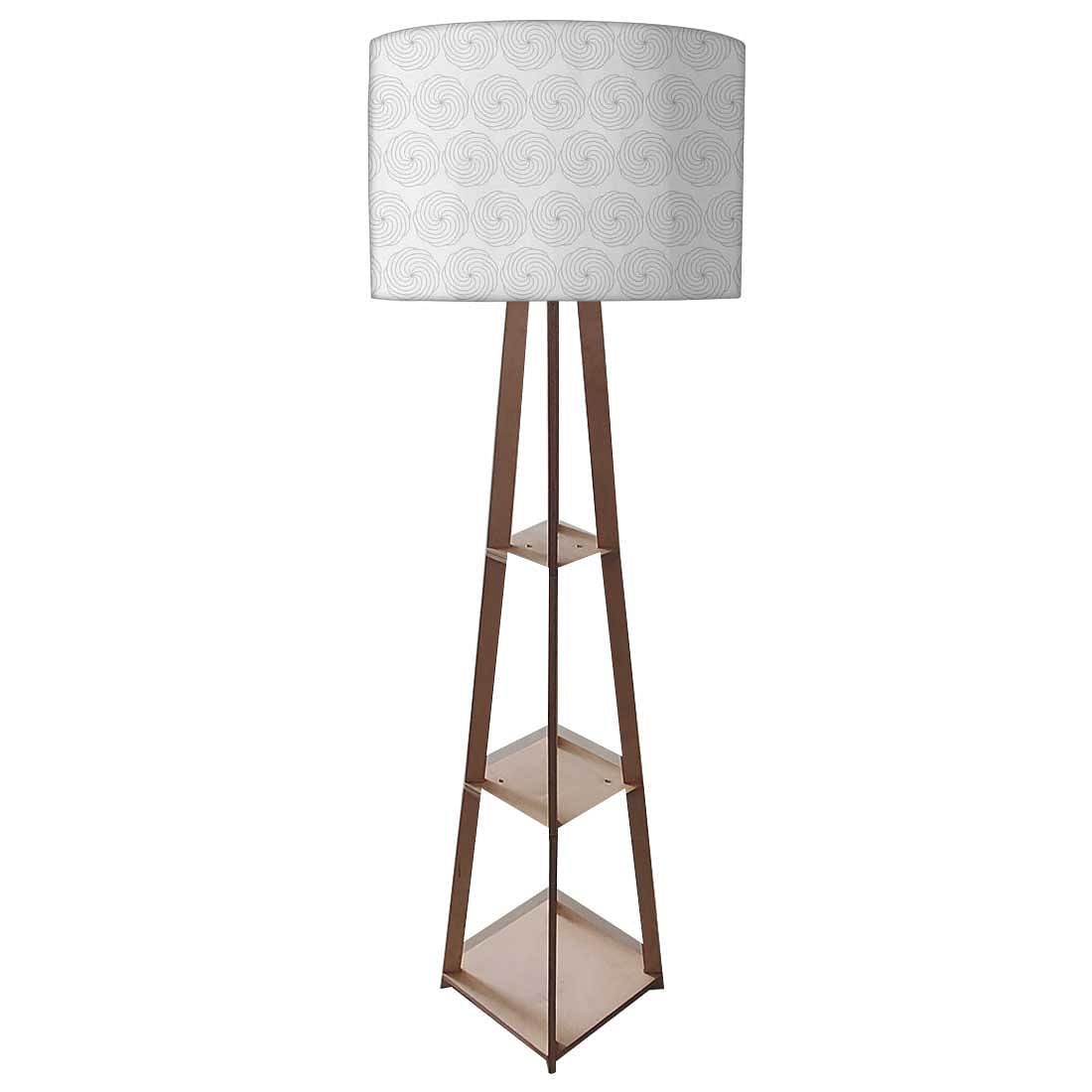 Shelf Tripod Floor Lamp  -   Circle Pattern Nutcase