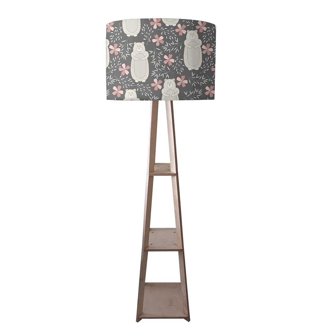 Standing Wooden Tripod Light  -   Bear and Flower Nutcase