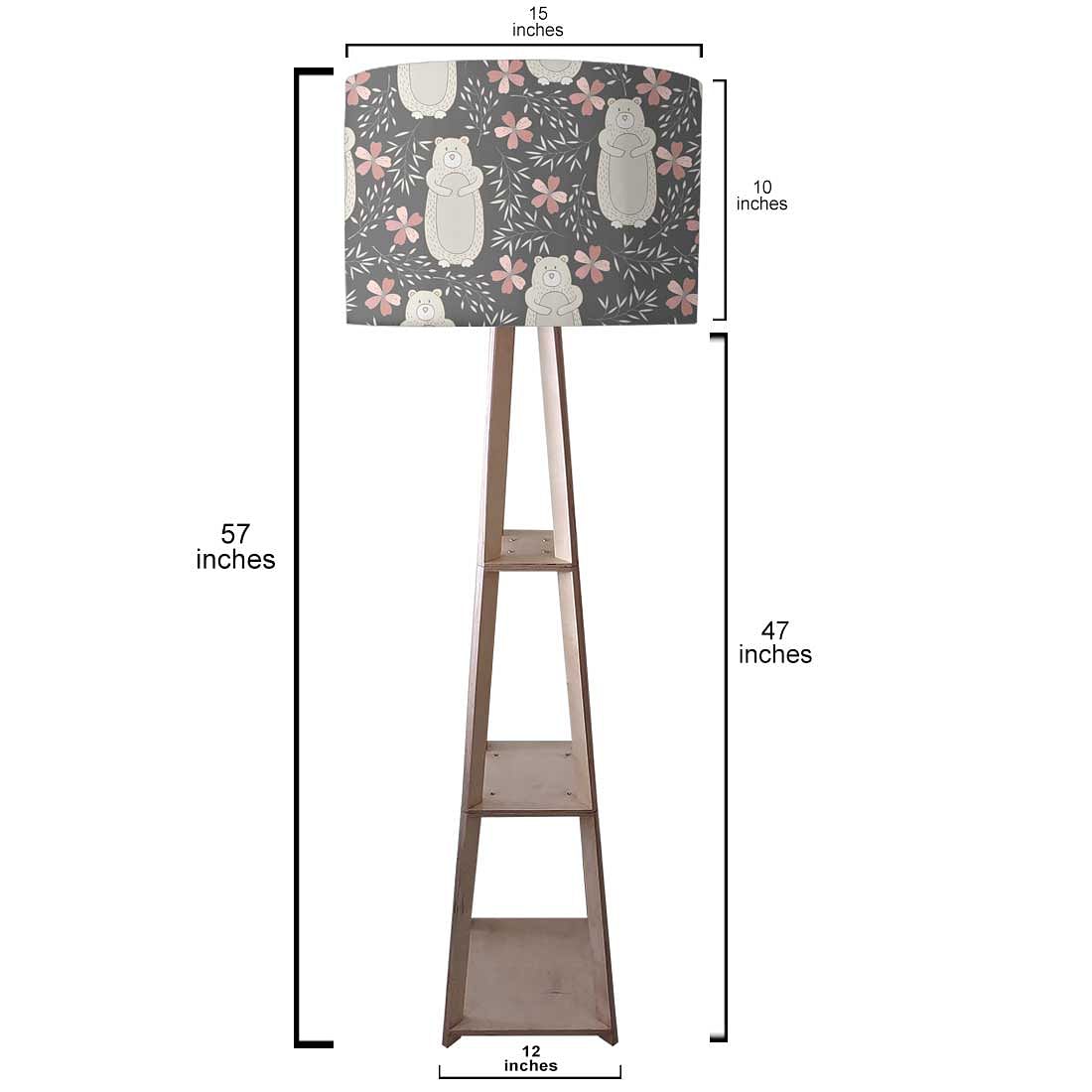 Standing Wooden Tripod Light  -   Bear and Flower Nutcase