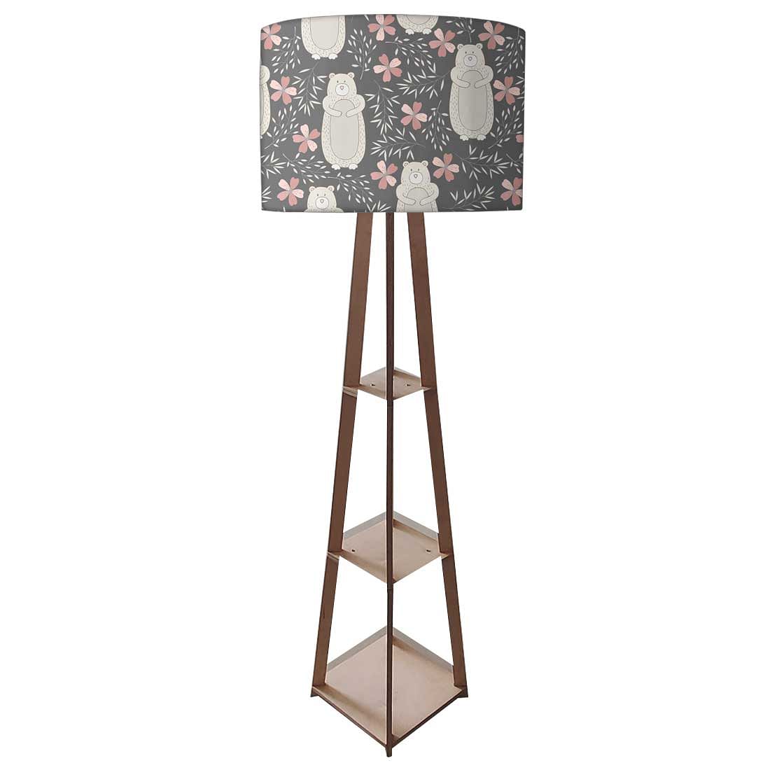 Standing Wooden Tripod Light  -   Bear and Flower Nutcase