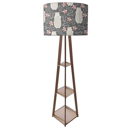 Standing Wooden Tripod Light  -   Bear and Flower Nutcase