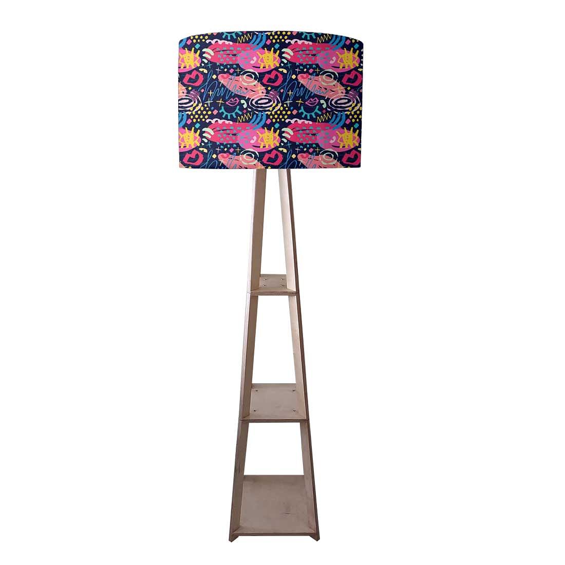 Large Wooden Floor Lamp  -   Blue Mathematical Design Nutcase