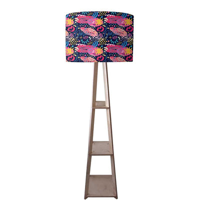 Large Wooden Floor Lamp  -   Blue Mathematical Design Nutcase