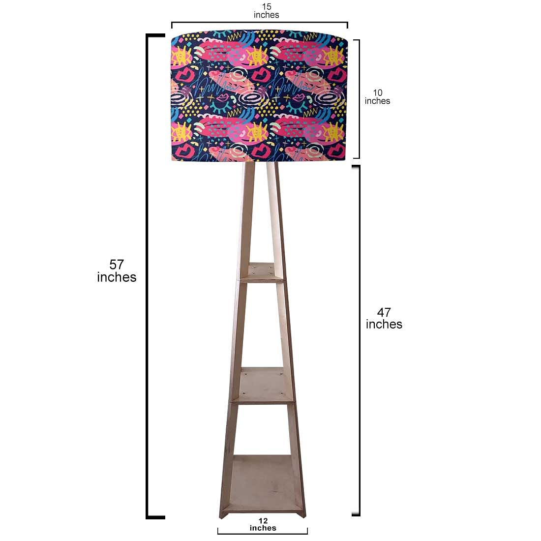 Large Wooden Floor Lamp  -   Blue Mathematical Design Nutcase