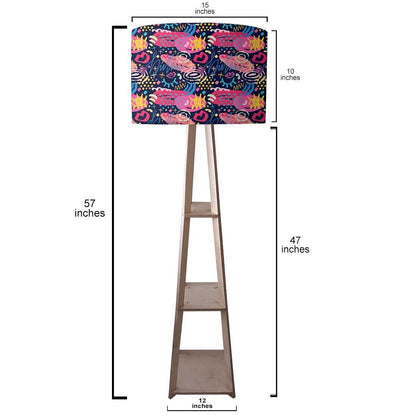 Large Wooden Floor Lamp  -   Blue Mathematical Design Nutcase