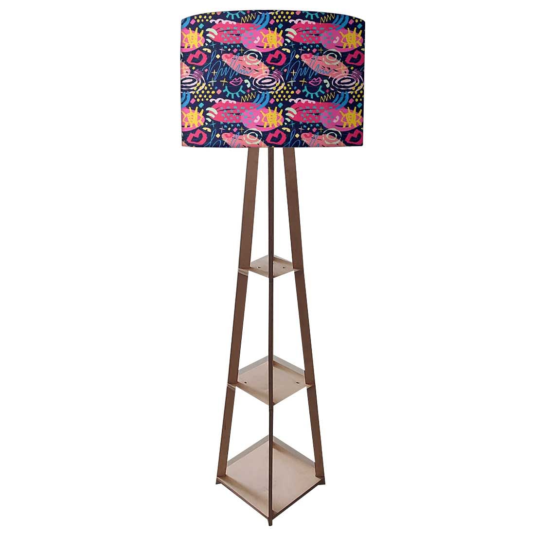 Large Wooden Floor Lamp  -   Blue Mathematical Design Nutcase