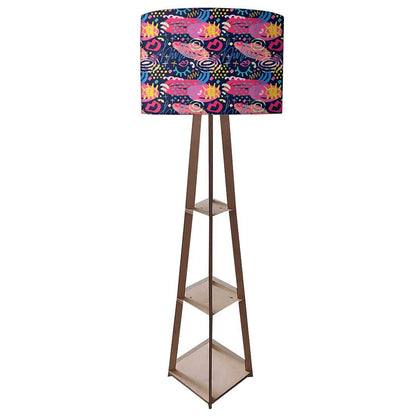 Large Wooden Floor Lamp  -   Blue Mathematical Design Nutcase