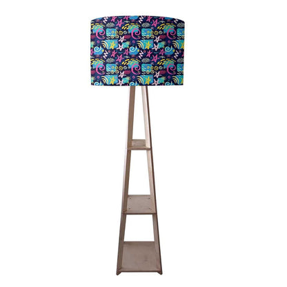 Small Wooden Floor Lamp  -   Purple Mathematical Design Nutcase