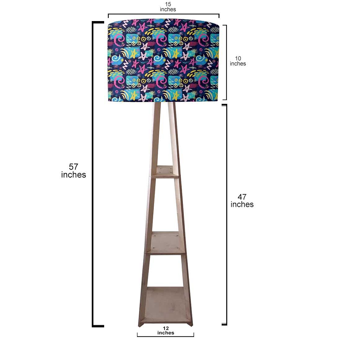 Small Wooden Floor Lamp  -   Purple Mathematical Design Nutcase