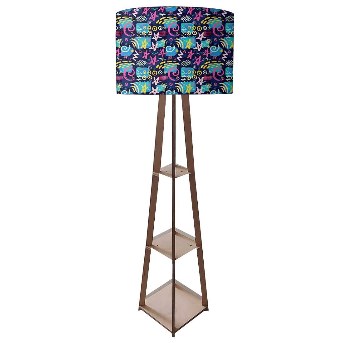 Small Wooden Floor Lamp  -   Purple Mathematical Design Nutcase