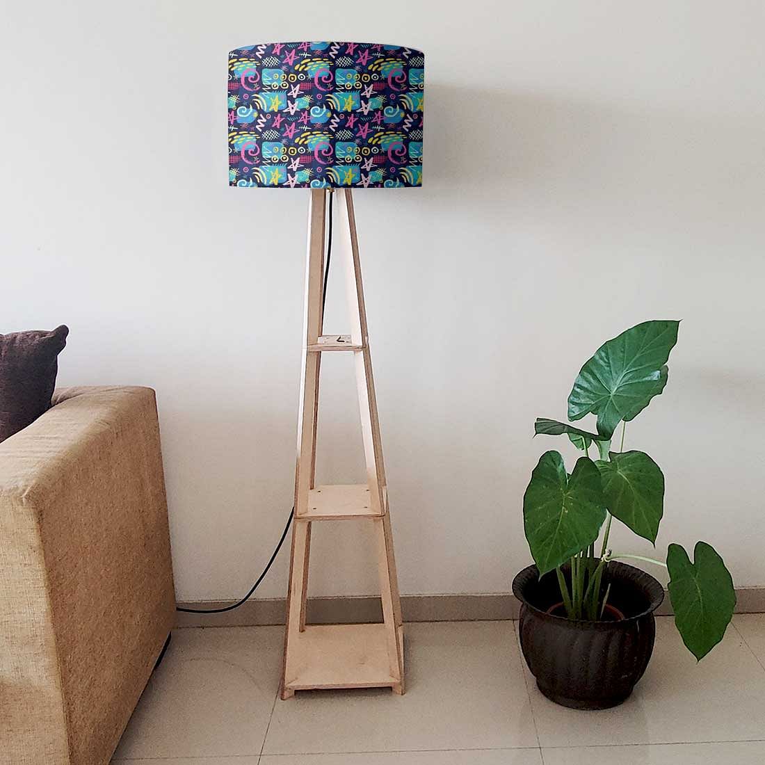 Small Wooden Floor Lamp  -   Purple Mathematical Design Nutcase