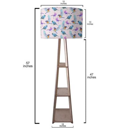Wooden Floor Lamp  -   Watercolor Birds Nutcase