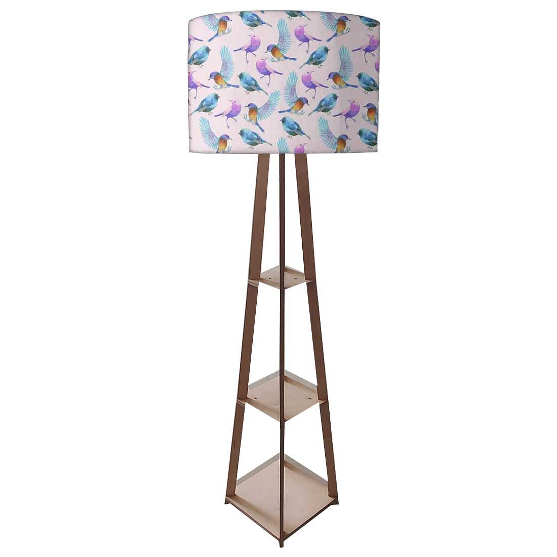 Wooden Floor Lamp  -   Watercolor Birds Nutcase