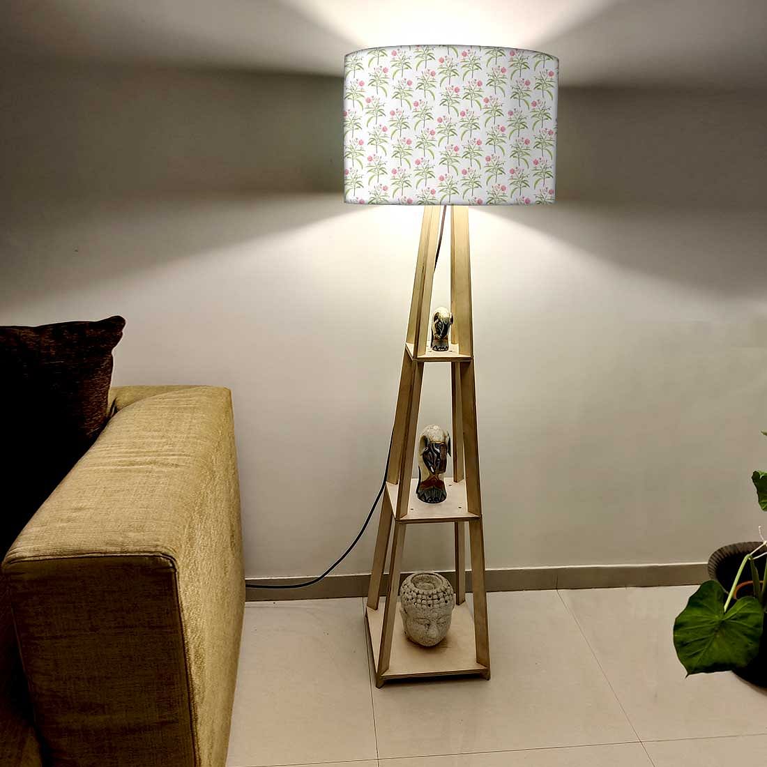 Standing Tripod Lamp  -   Flowers Pattern Nutcase