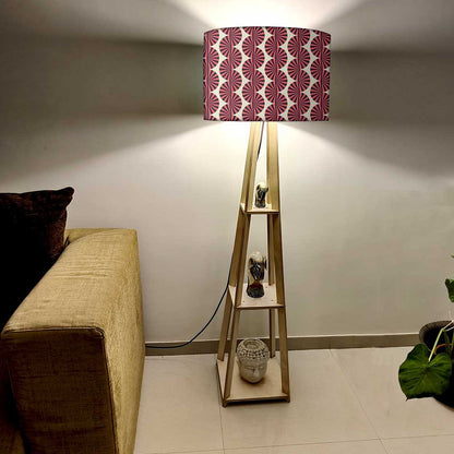 Shelf Tripod Floor Lamp  -   Brown Retro Pattern Nutcase