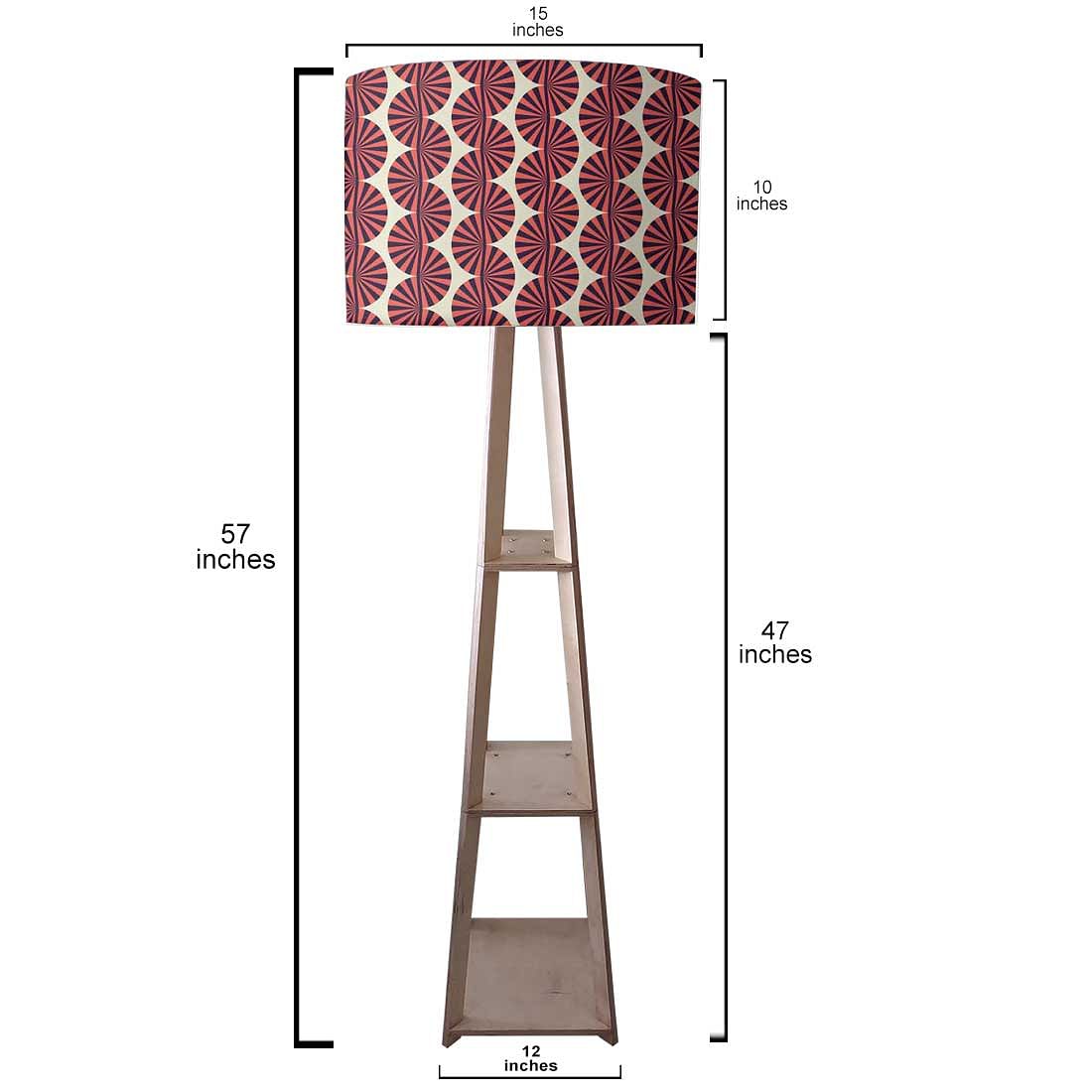 Shelf Tripod Floor Lamp  -   Brown Retro Pattern Nutcase