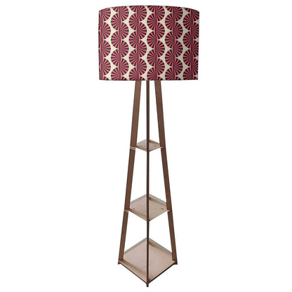 Shelf Tripod Floor Lamp  -   Brown Retro Pattern Nutcase