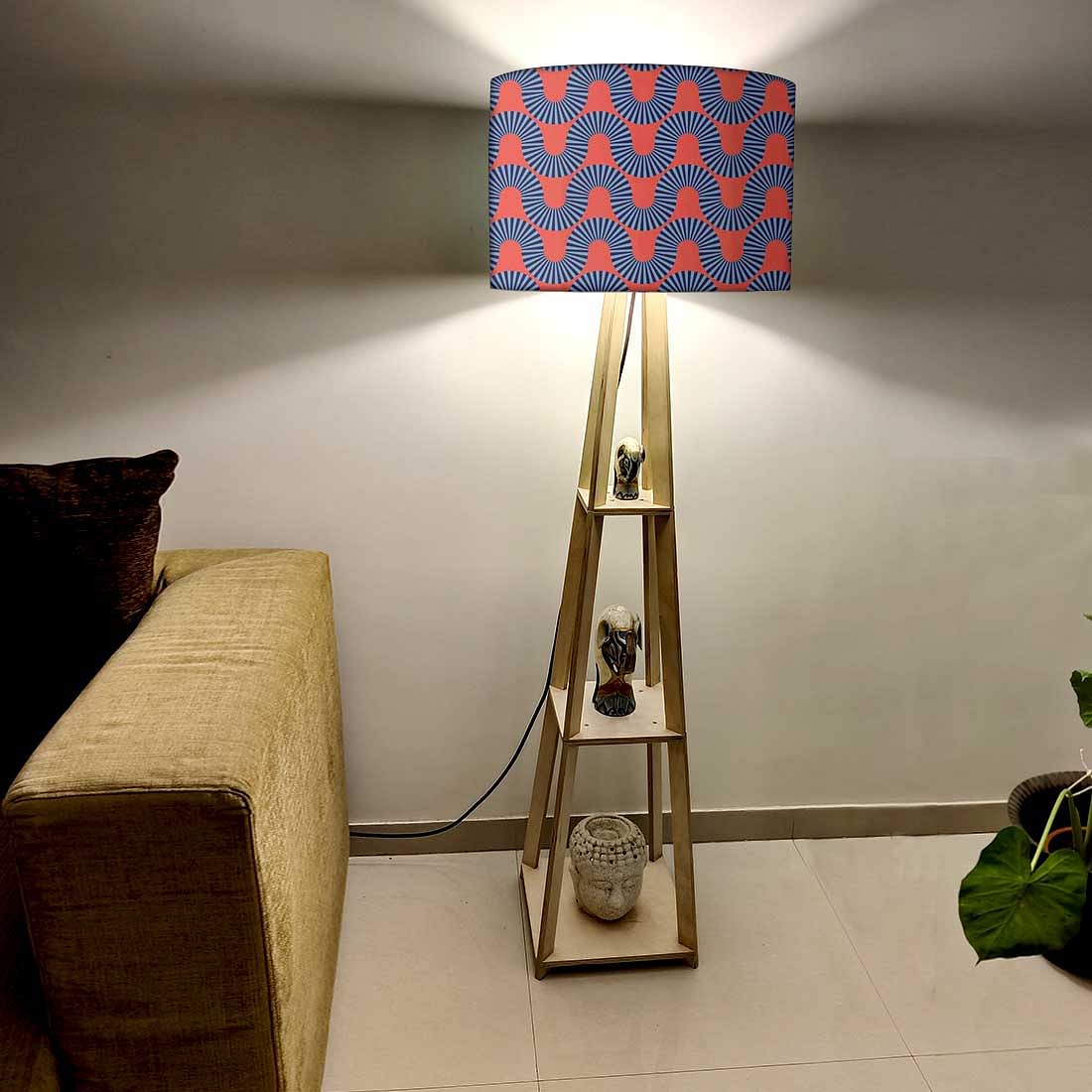 Standing Wooden Tripod Light  -   Orange Retro Pattern Nutcase