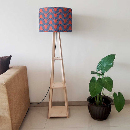 Standing Wooden Tripod Light  -   Orange Retro Pattern Nutcase
