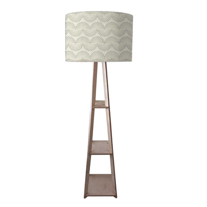 Wooden Tripod Floor Lamp  -   Grey Retro Pattern Nutcase