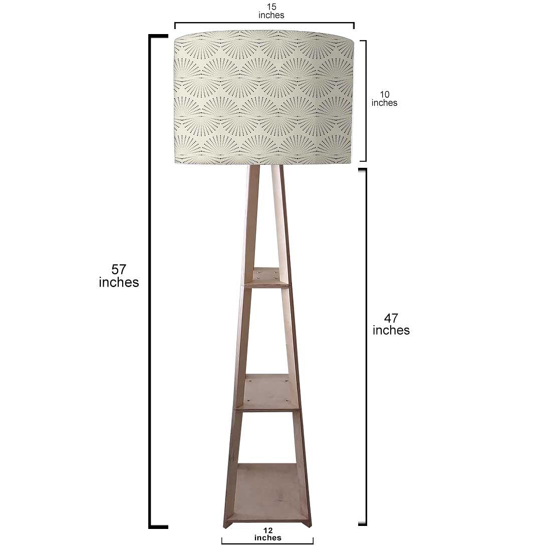 Wooden Tripod Floor Lamp  -   Grey Retro Pattern Nutcase
