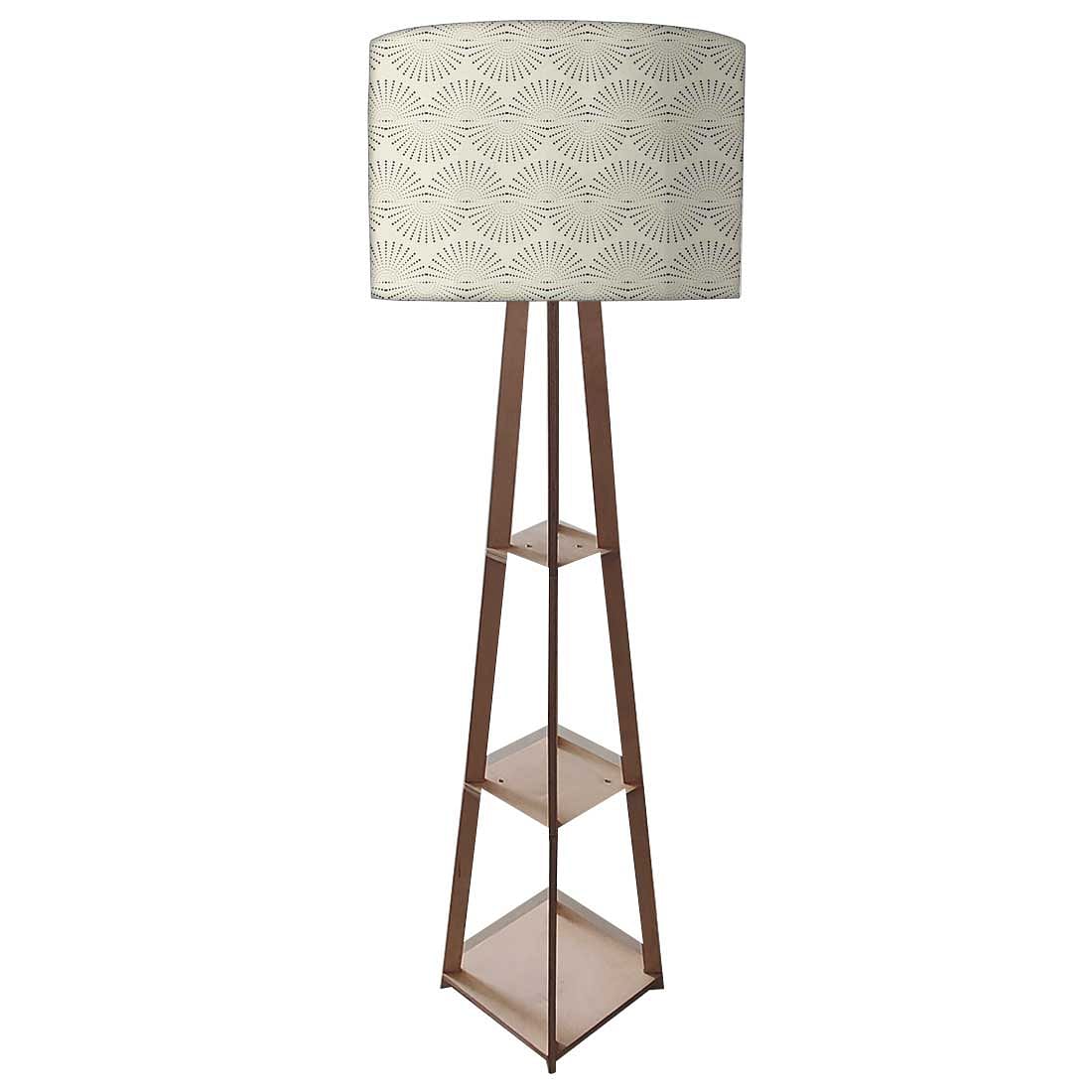 Wooden Tripod Floor Lamp  -   Grey Retro Pattern Nutcase