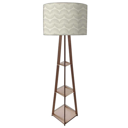 Wooden Tripod Floor Lamp  -   Grey Retro Pattern Nutcase