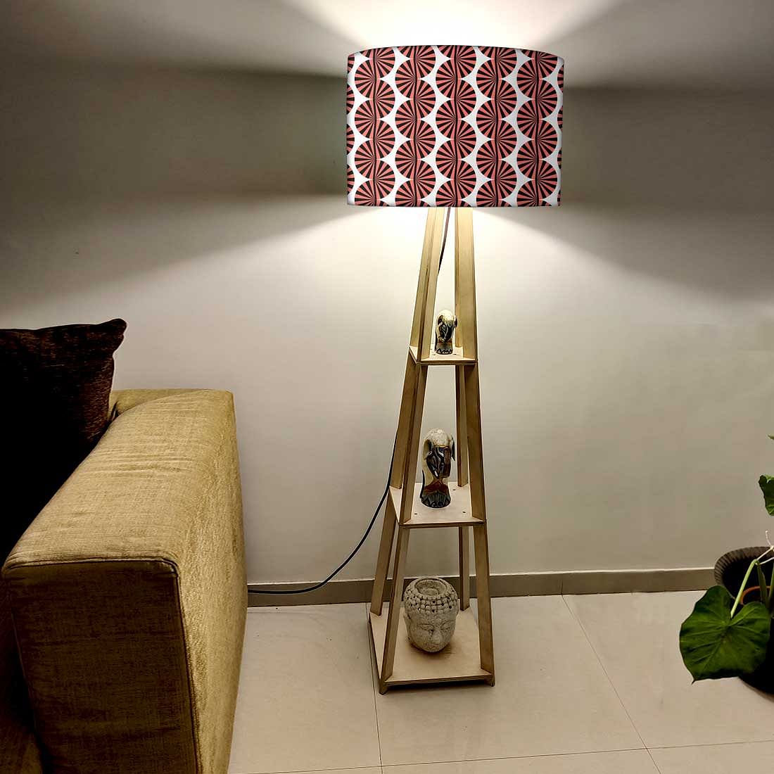 Wooden Corner Lamps with Shelves  -   Brown Retro Art Nutcase