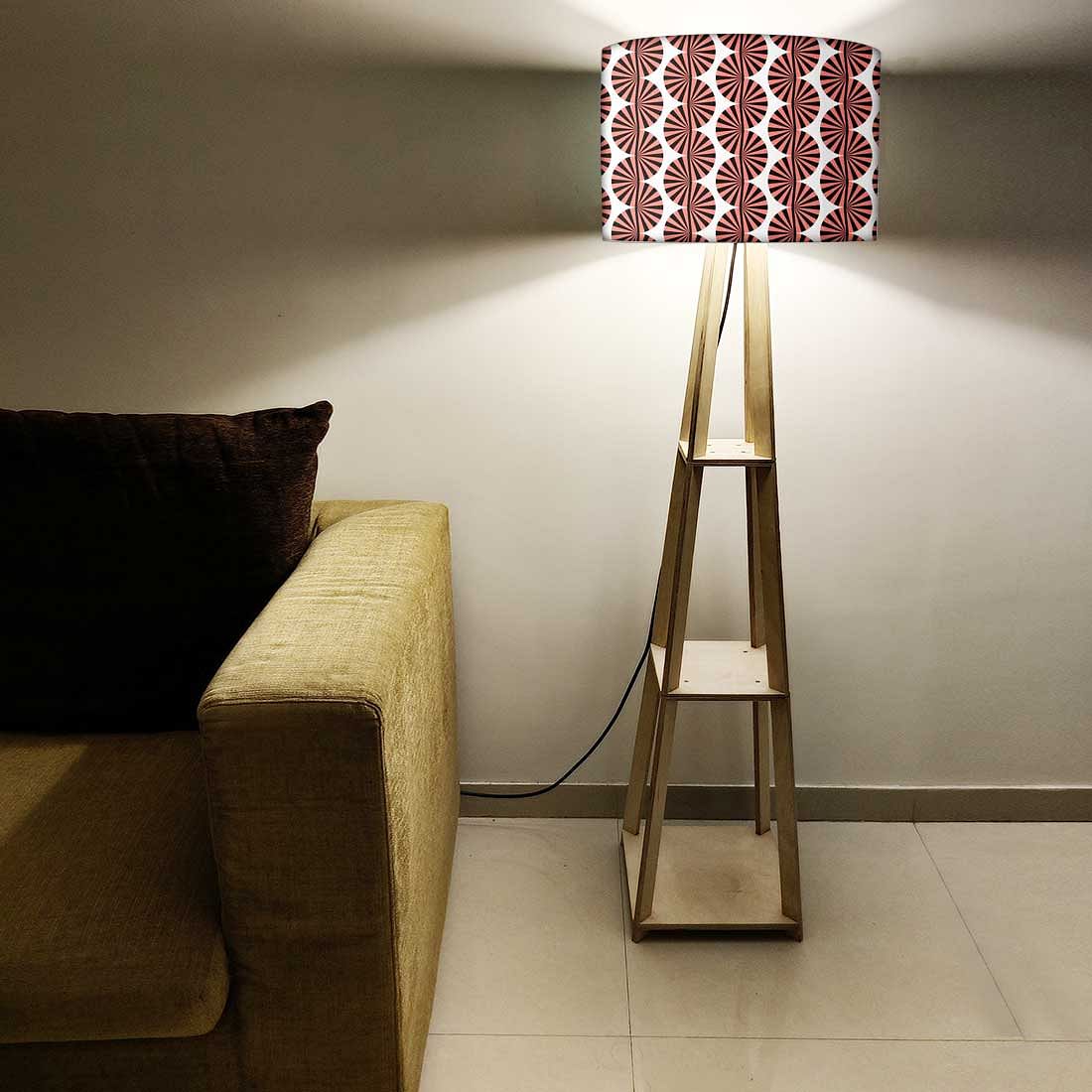 Wooden Corner Lamps with Shelves  -   Brown Retro Art Nutcase