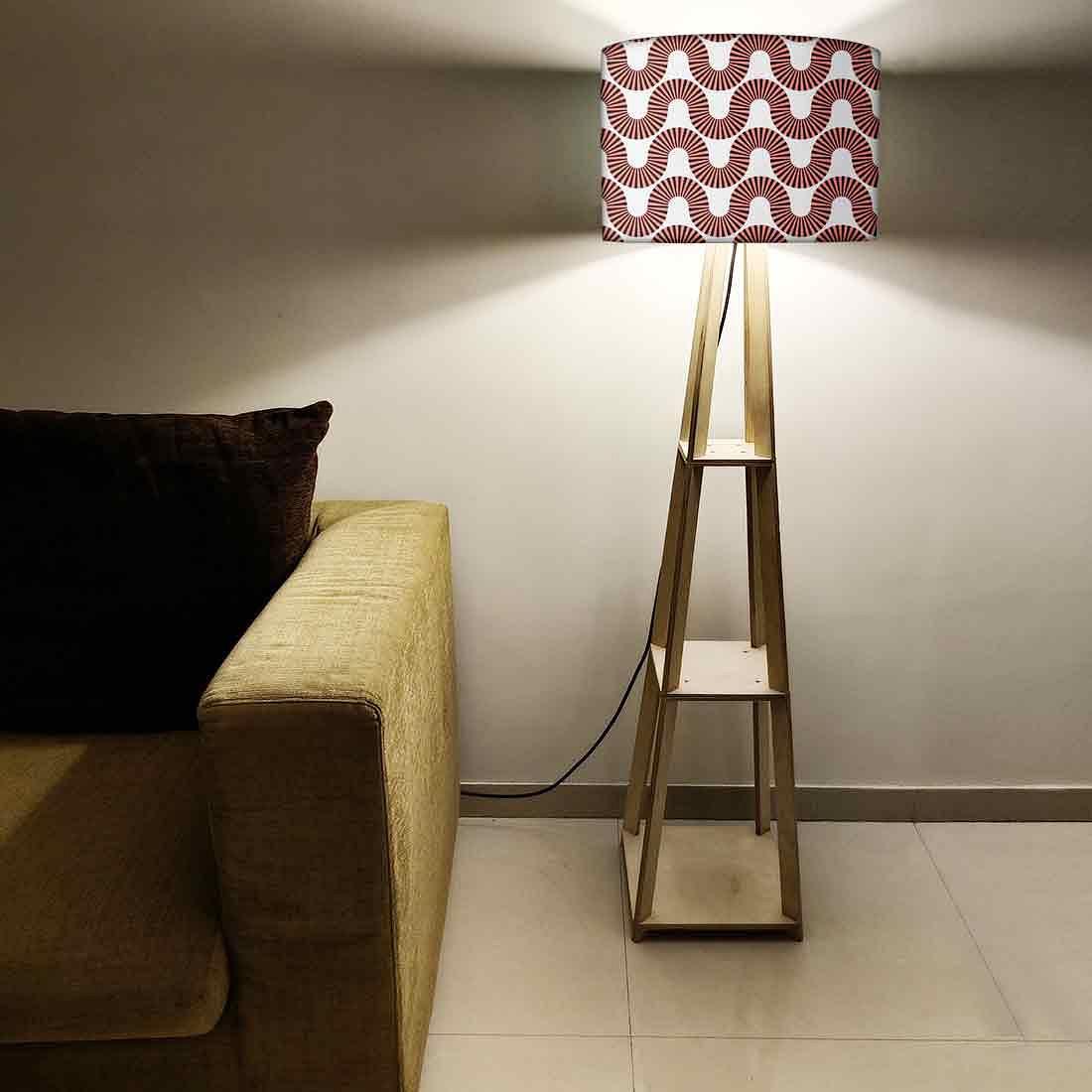 Wooden Floor Lamp  -   Peach Color Retro Art Nutcase
