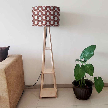Wooden Floor Lamp  -   Peach Color Retro Art Nutcase