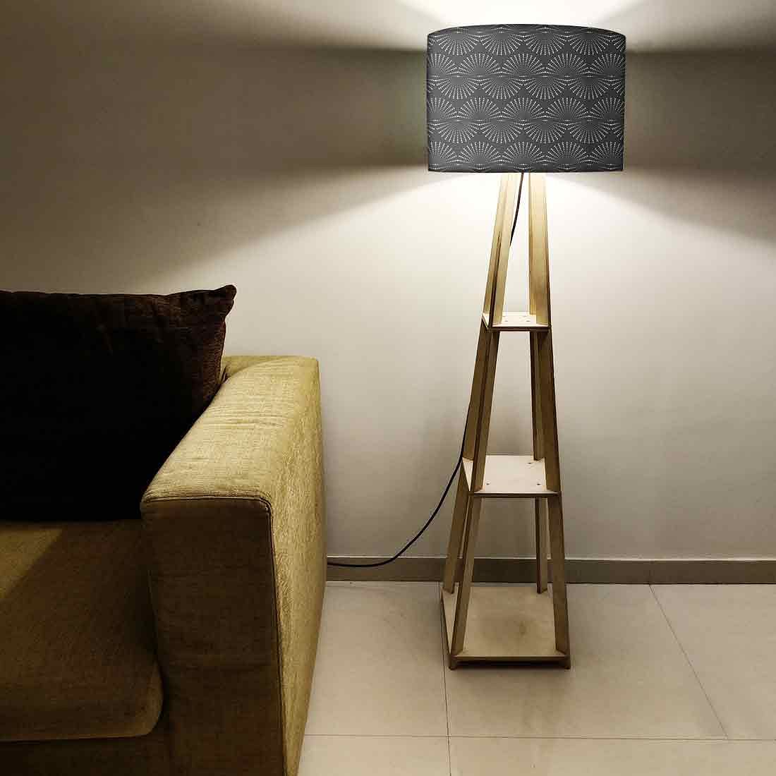 Floor Lamp with Shelves  -   Black Retro Design Nutcase