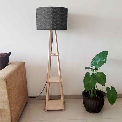 Floor Lamp with Shelves  -   Black Retro Design Nutcase