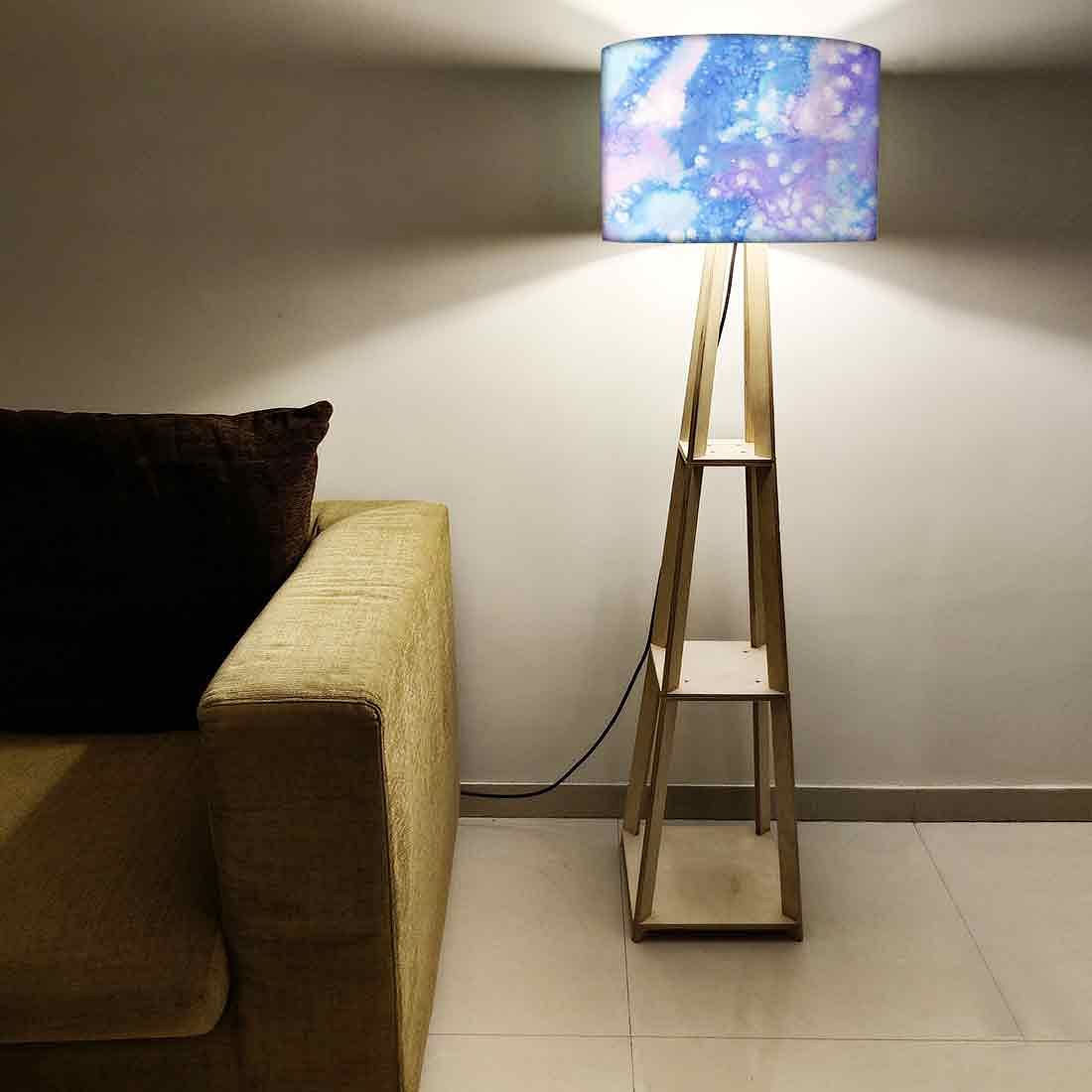 Tripod Floor Lamp  -   Arctic Space Sky Blue Watercolor Nutcase