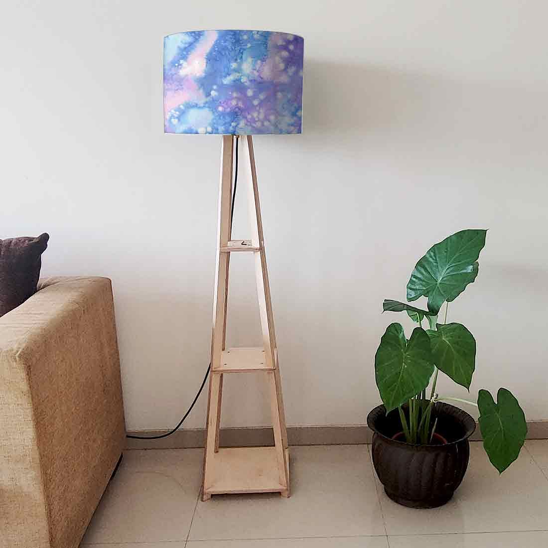 Tripod Floor Lamp  -   Arctic Space Sky Blue Watercolor Nutcase