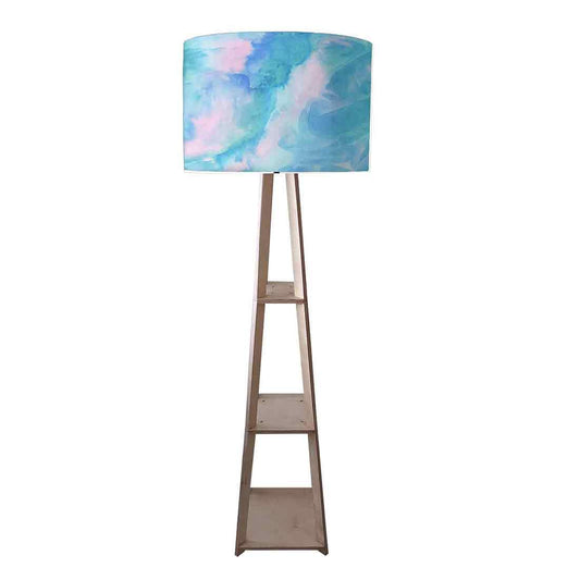 Standing Wooden Tripod Light  -   Arctic Space Light Blue Watercolor Nutcase