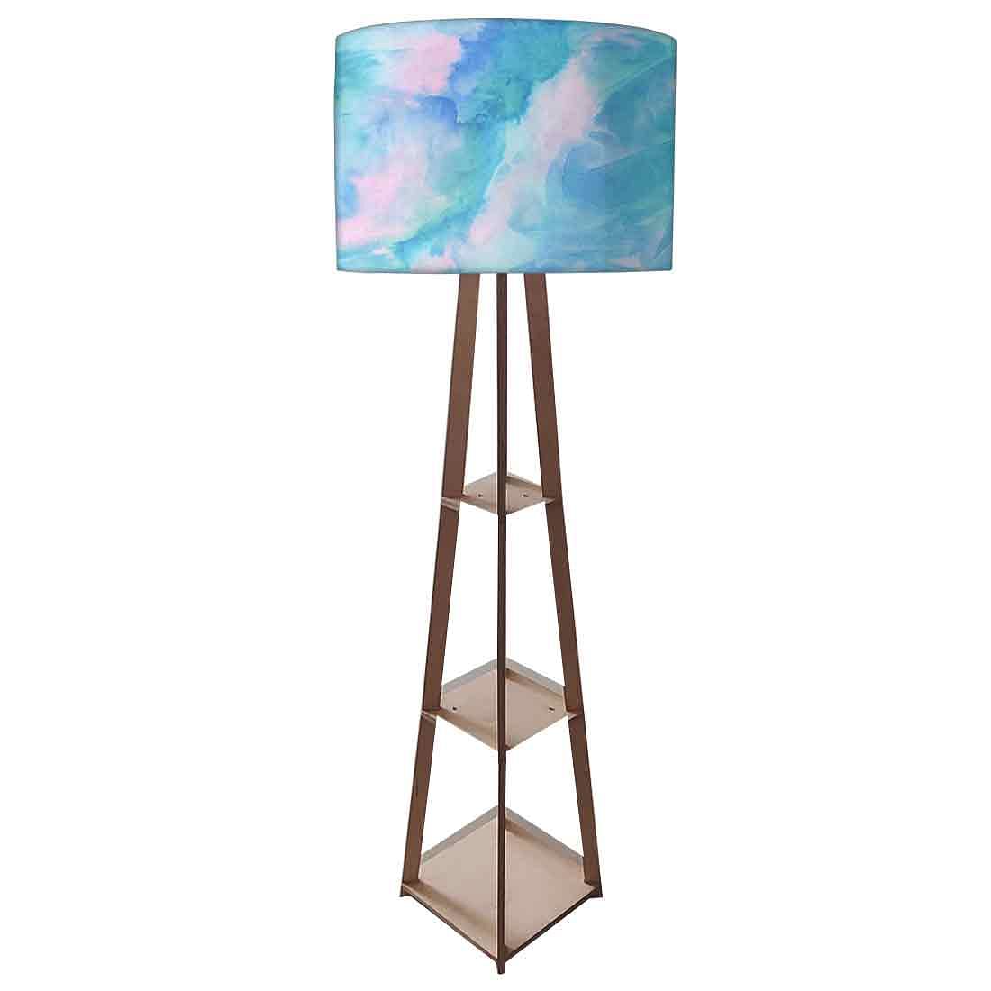 Standing Wooden Tripod Light  -   Arctic Space Light Blue Watercolor Nutcase