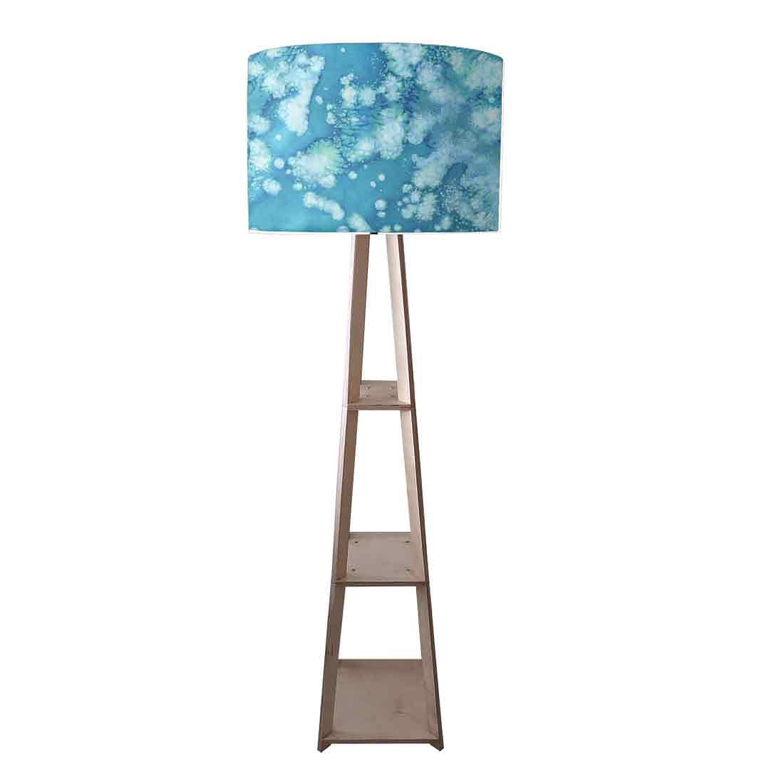 Wooden Tripod Floor Lamp  -   Arctic Space Dark Blue Green Watercolor Nutcase