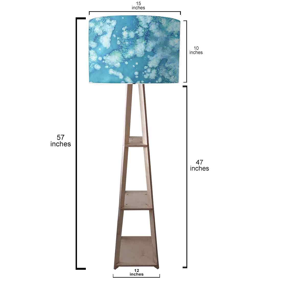 Wooden Tripod Floor Lamp  -   Arctic Space Dark Blue Green Watercolor Nutcase