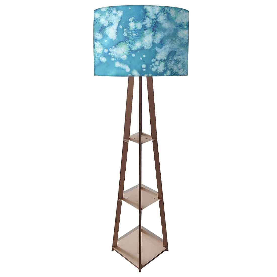 Wooden Tripod Floor Lamp  -   Arctic Space Dark Blue Green Watercolor Nutcase