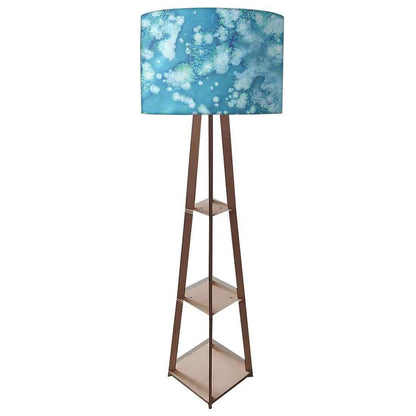 Wooden Tripod Floor Lamp  -   Arctic Space Dark Blue Green Watercolor Nutcase