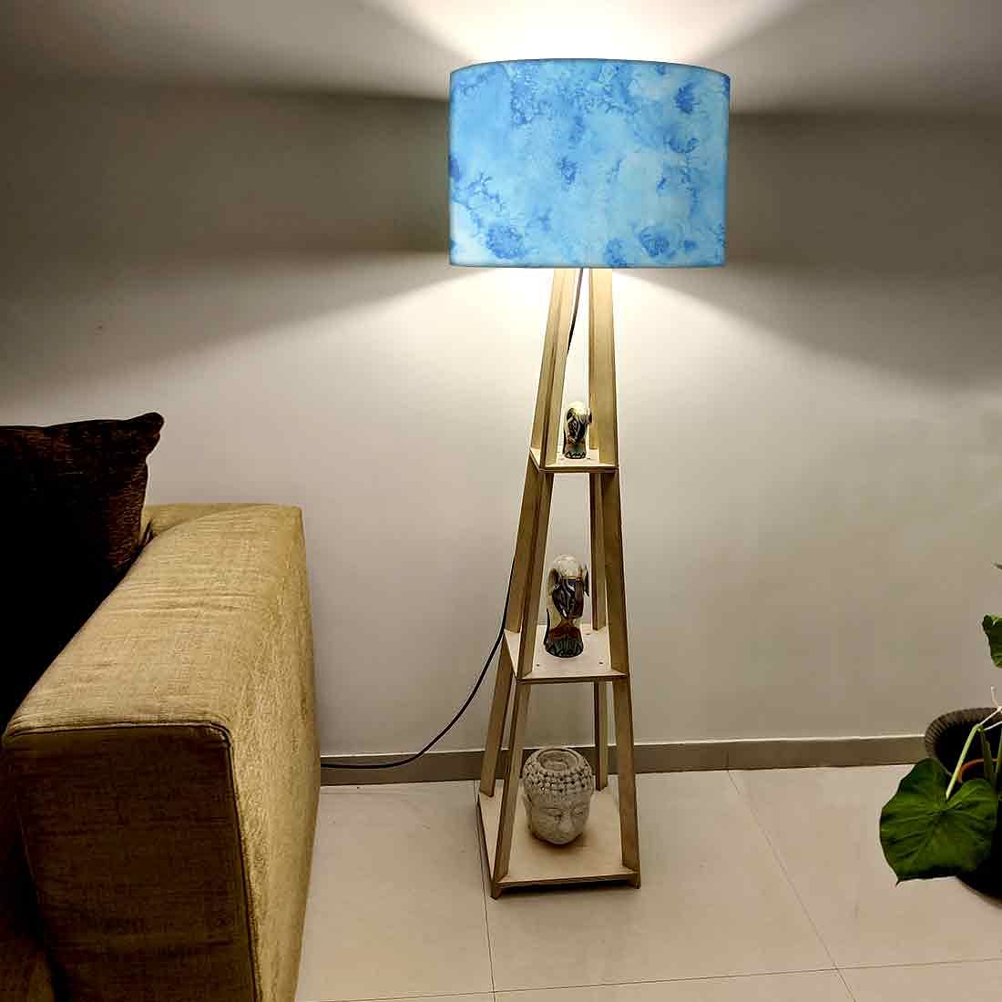 Large Wooden Floor Lamp  -   Colorful Feathers Nutcase