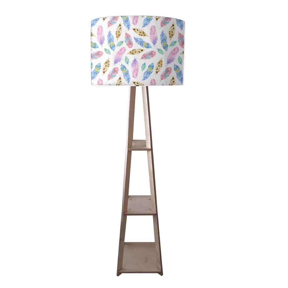 Wooden Shelf Tripod Floor Lamp for Bedroom Nutcase