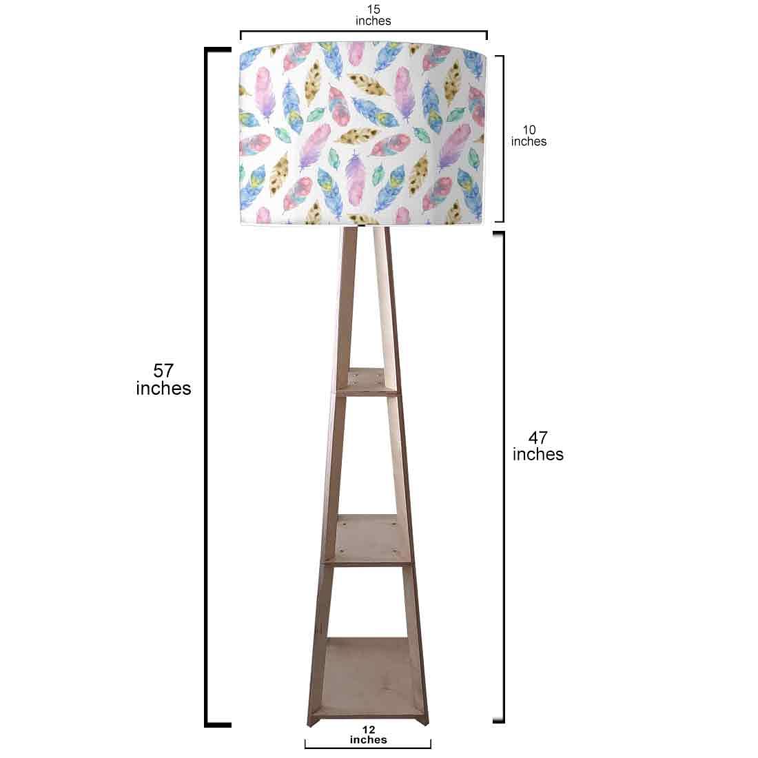 Wooden Shelf Tripod Floor Lamp for Bedroom Nutcase