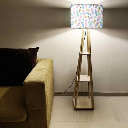 Wooden Shelf Tripod Floor Lamp for Bedroom Nutcase