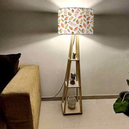 Small Wooden Floor Lamp  -   Green Leaf Nutcase
