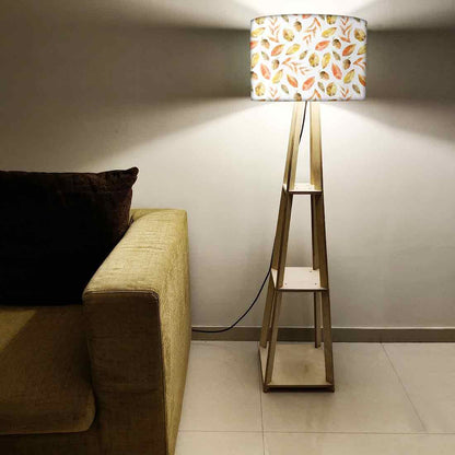 Small Wooden Floor Lamp  -   Green Leaf Nutcase