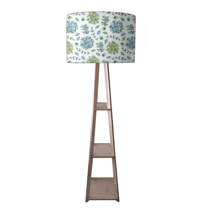 Wooden Tripod Floor Lamp for Living Room - Flower Pattern Nutcase