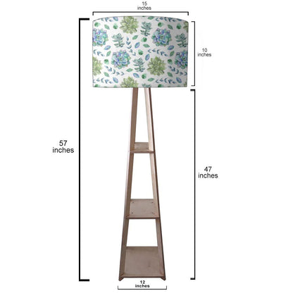 Wooden Tripod Floor Lamp for Living Room - Flower Pattern Nutcase